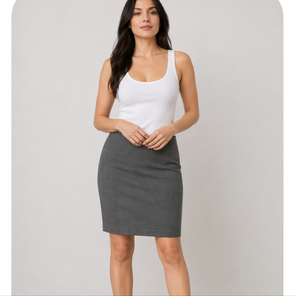 ANN TAYLOR Petite 4P Gray Skirt
